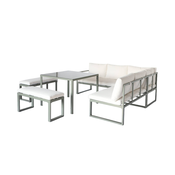 Salon, table de jardin aluminium 9 places CONVIVIO
