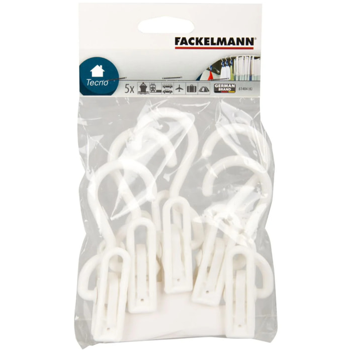 Lot de 5 crochets pinces bleu ou blanc Fackelmann Tecno
