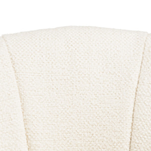 MINA - Chaise de bureau à roulettes en tissu écru dossier arrondi