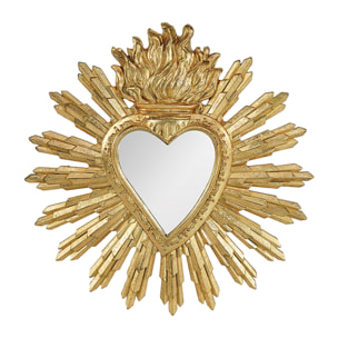 Ex-voto miroir décoratif en forme de coeur - Doré
