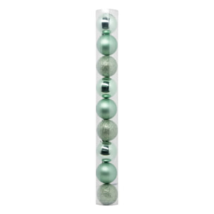 Boule de Noël plastique 60mm x9 vert amande
