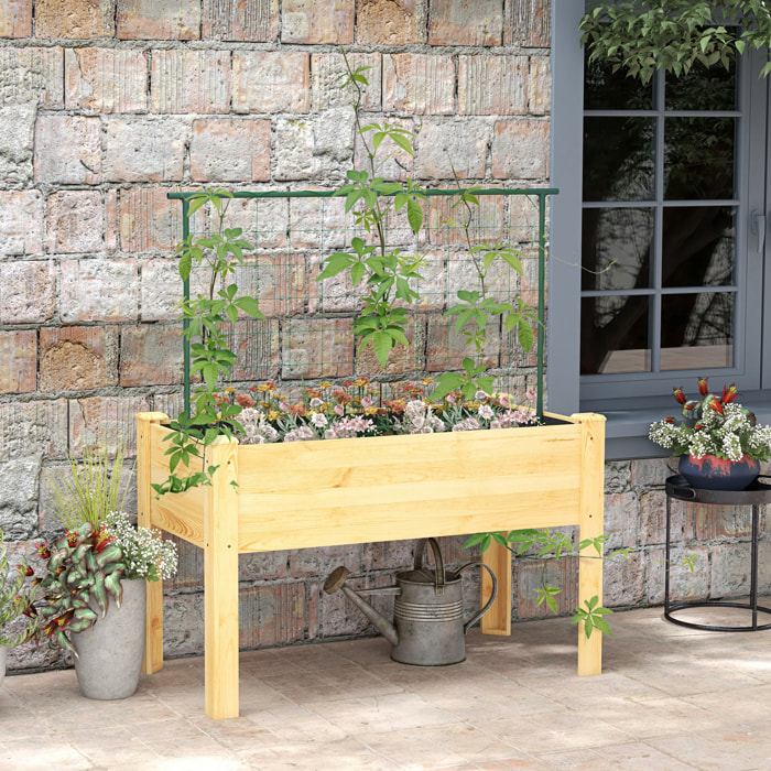 Huerto Urbano Elevado con Enrejado Mesa de Cultivo Jardinera Elevada para Trepar Enredaderas de Verduras Plantas Flores Carga 300 kg 120x60x75 cm Natural