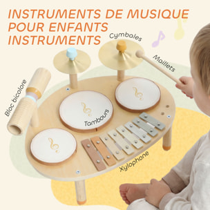 Table d'activités musicales bébé en bois ensemble de percussions 4 en 1