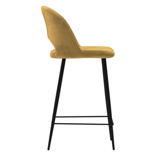 Lot de 2 chaises pour îlot central 65 cm en velours jaune - Pénélope