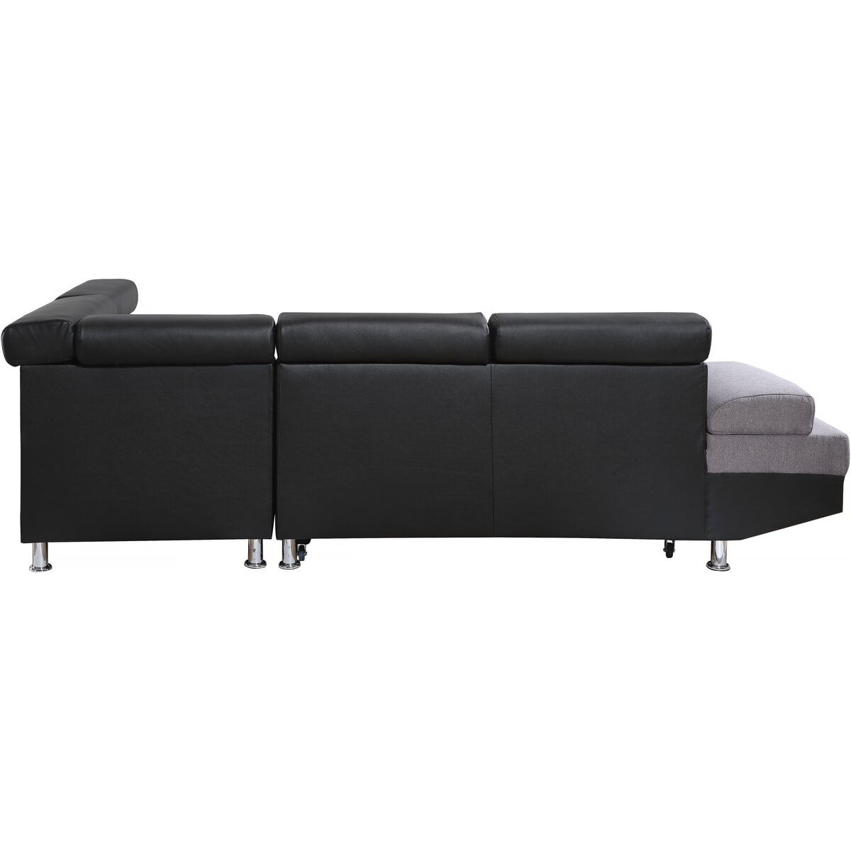 Canapé d'angle convertible "Sophia luxe" - 265 x 190.5 x 80/91 cm - Noir / Gris - 5 places - Angle droit