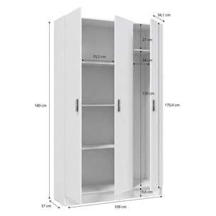 Armario de 3 puertas en blanco artik 109x180 cm Multi Useful Blanco