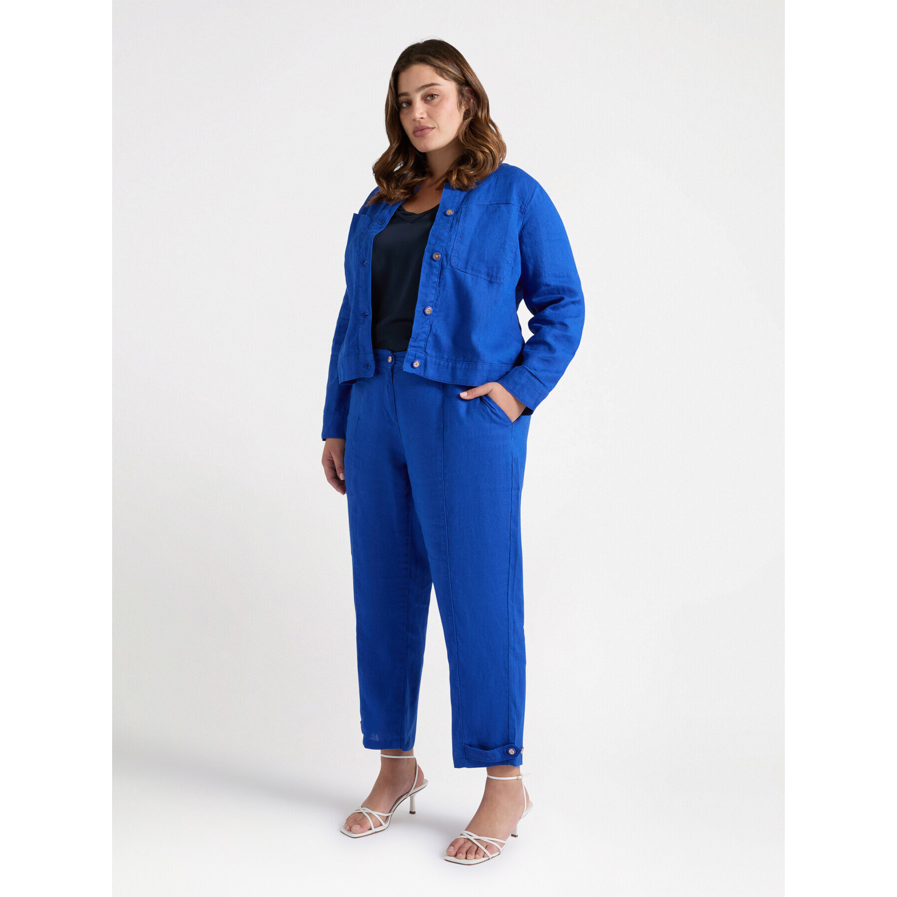 Fiorella Rubino - Pantaloni balloon in lino - Bluette