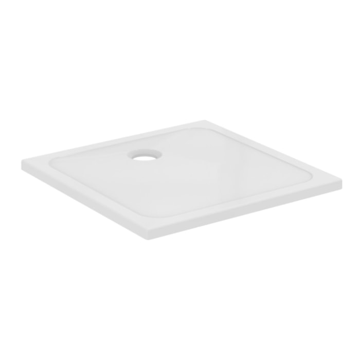 Okyris+ 80x80cm receveur de douche ultra plat 4 cm en grès, traitement antidérapant, Blanc (P0202YK)
