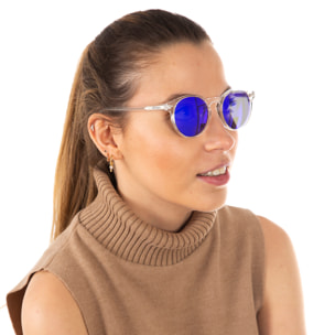 Gafas de sol OCEAN DE NIRO - Blanco transparente brillante / Revo azul