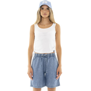 Camiseta de tirantes de mujer de canalé con cordones Leone Fancy Stripes