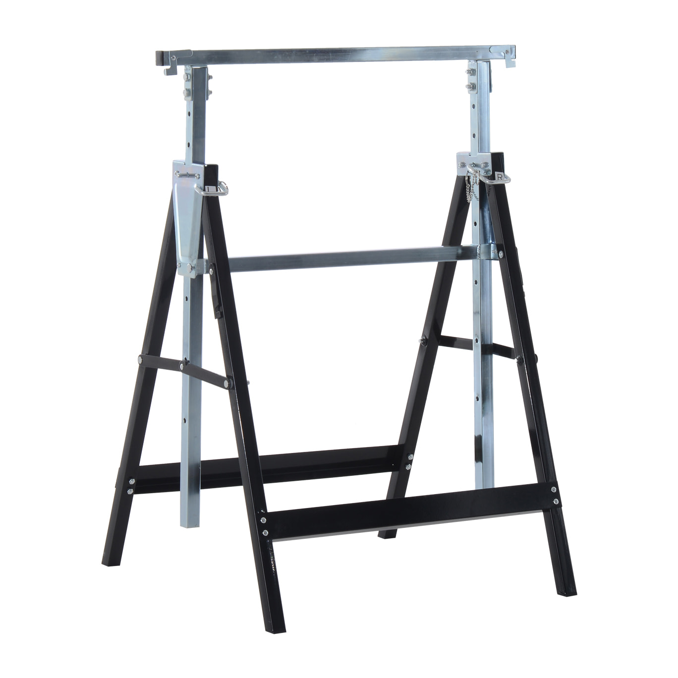 Lot de 2 tréteaux pliables télescopiques hauteur réglable 80-130 cm noir