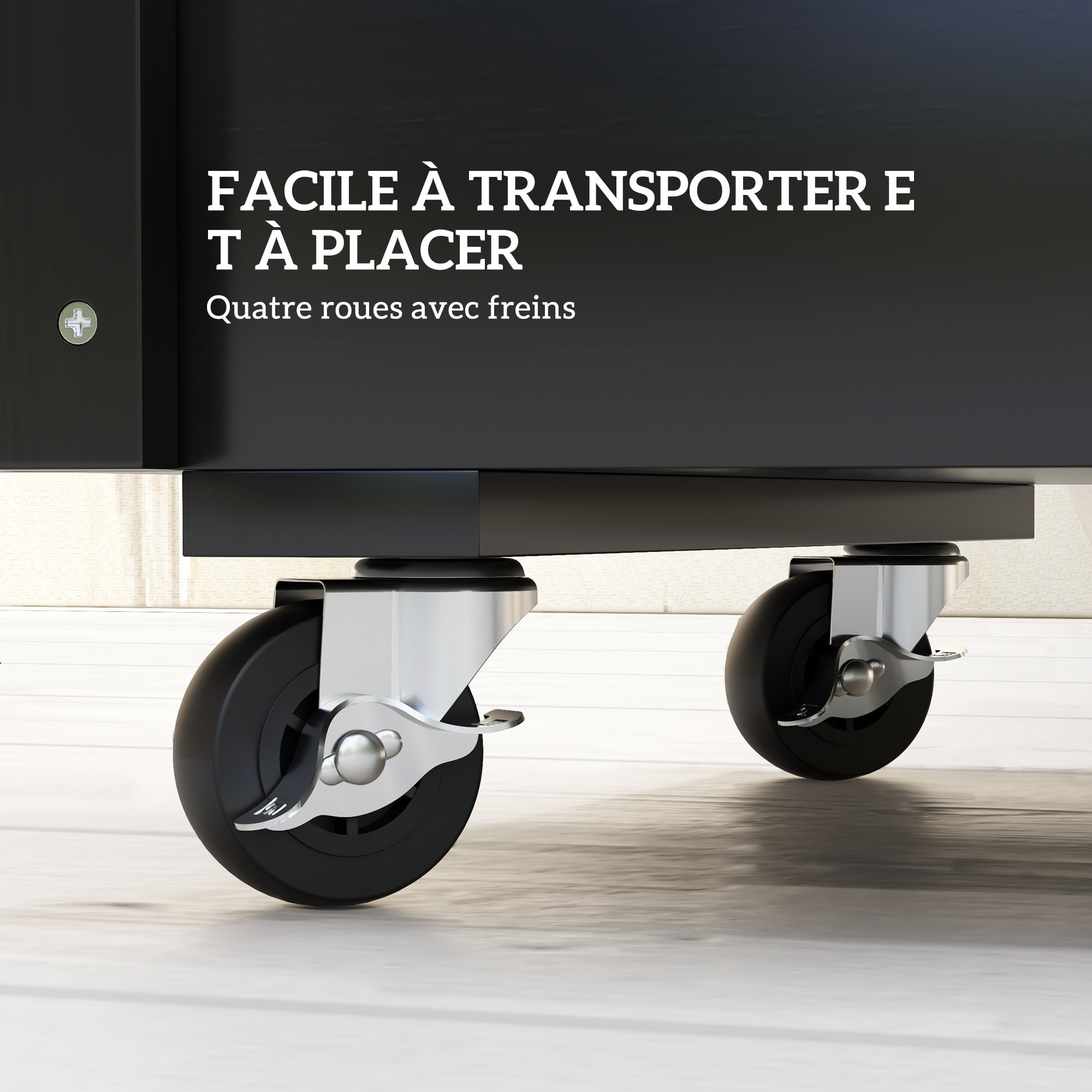 Jardinière sur roulettes - jardinière rectangulaire - inserts d'irrigation, feutre de drainage inclus - bois de sapin noir