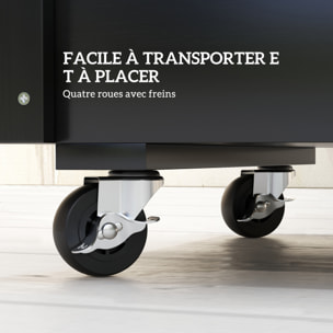 Jardinière sur roulettes - jardinière rectangulaire - inserts d'irrigation, feutre de drainage inclus - bois de sapin noir