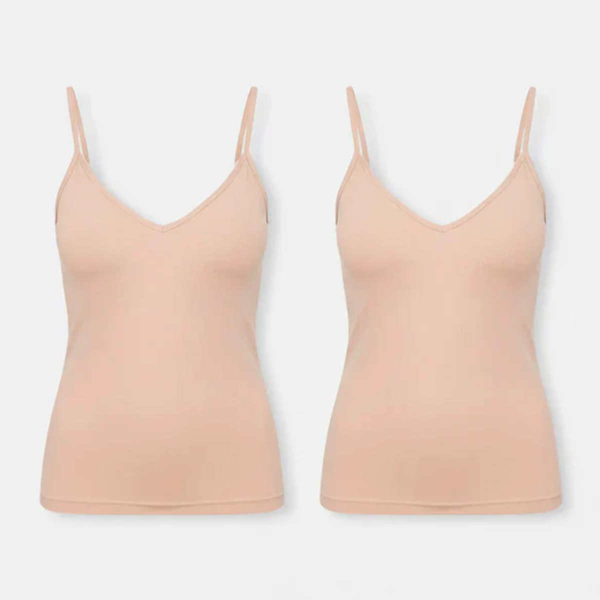 Confezione da 2 canotte in cotone beige