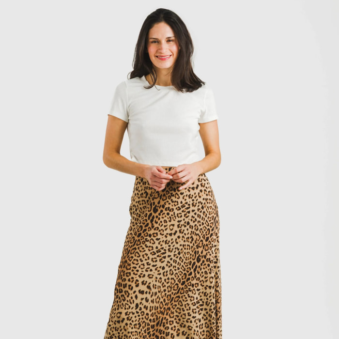 Falda midi viscosa bambula Leo