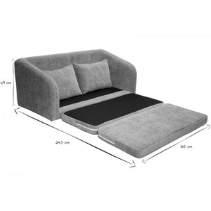 Canapé convertible 2 places en tissu effet velours texturé gris MAHAUT