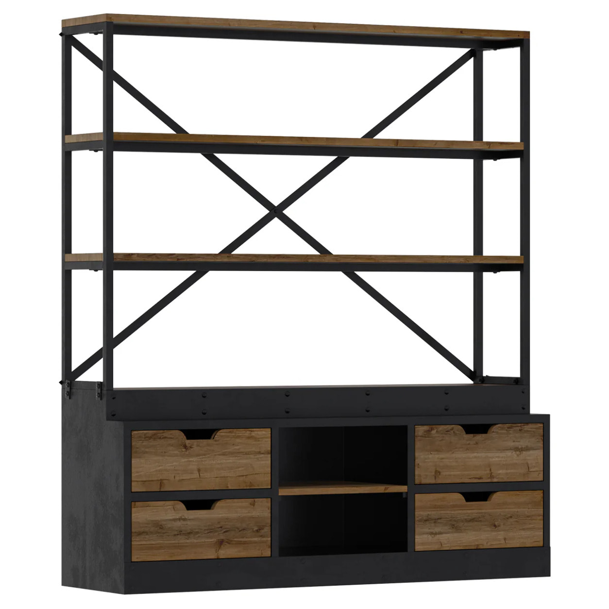 Bibliothèque 160 cm en bois et métal - Goa