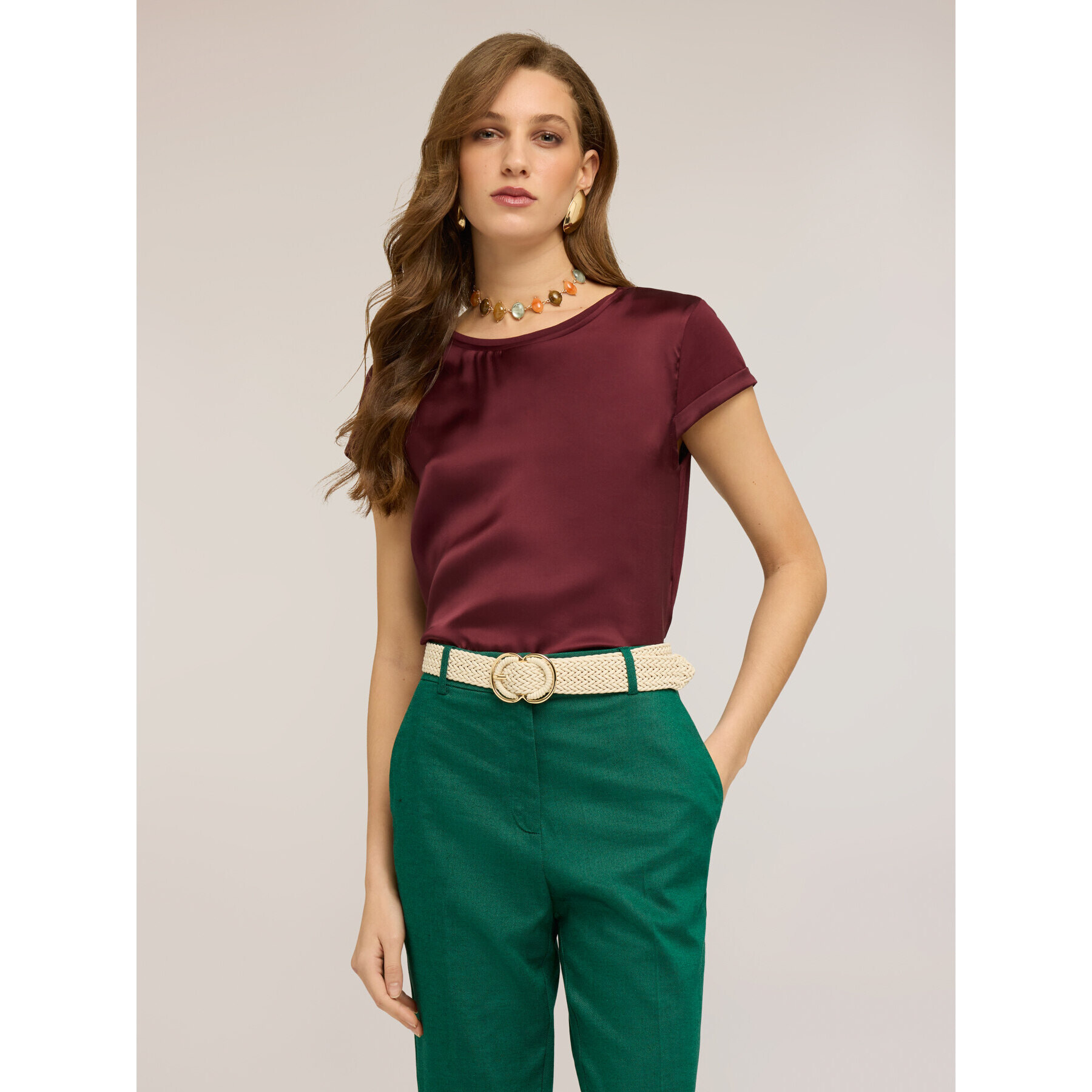 Motivi - Camiseta bimatérica - Burgundy