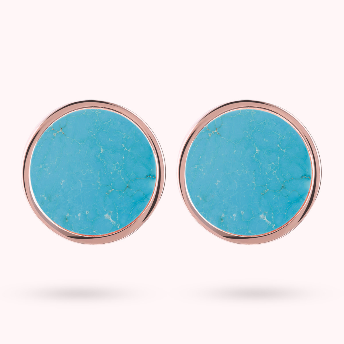 Orecchini a Bottone con Disco Piccolo in Pietra Naturale di Magnesite Azzurra