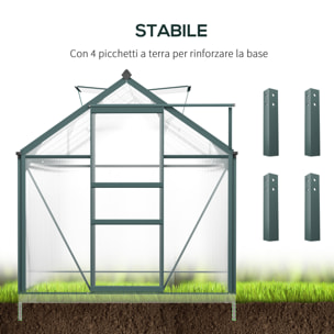 Outsunny Serra da Giardino in Policarbonato Anti UV 190x312x201cm con Finestra e Porta Scorrevole, in Alluminio