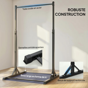Barre de traction autoportante hauteur réglable 8 niv. acier noir