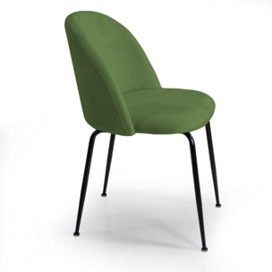 Sedia Sammi Vacchetti in velluto verde con struttura nera cm50x57h77,5