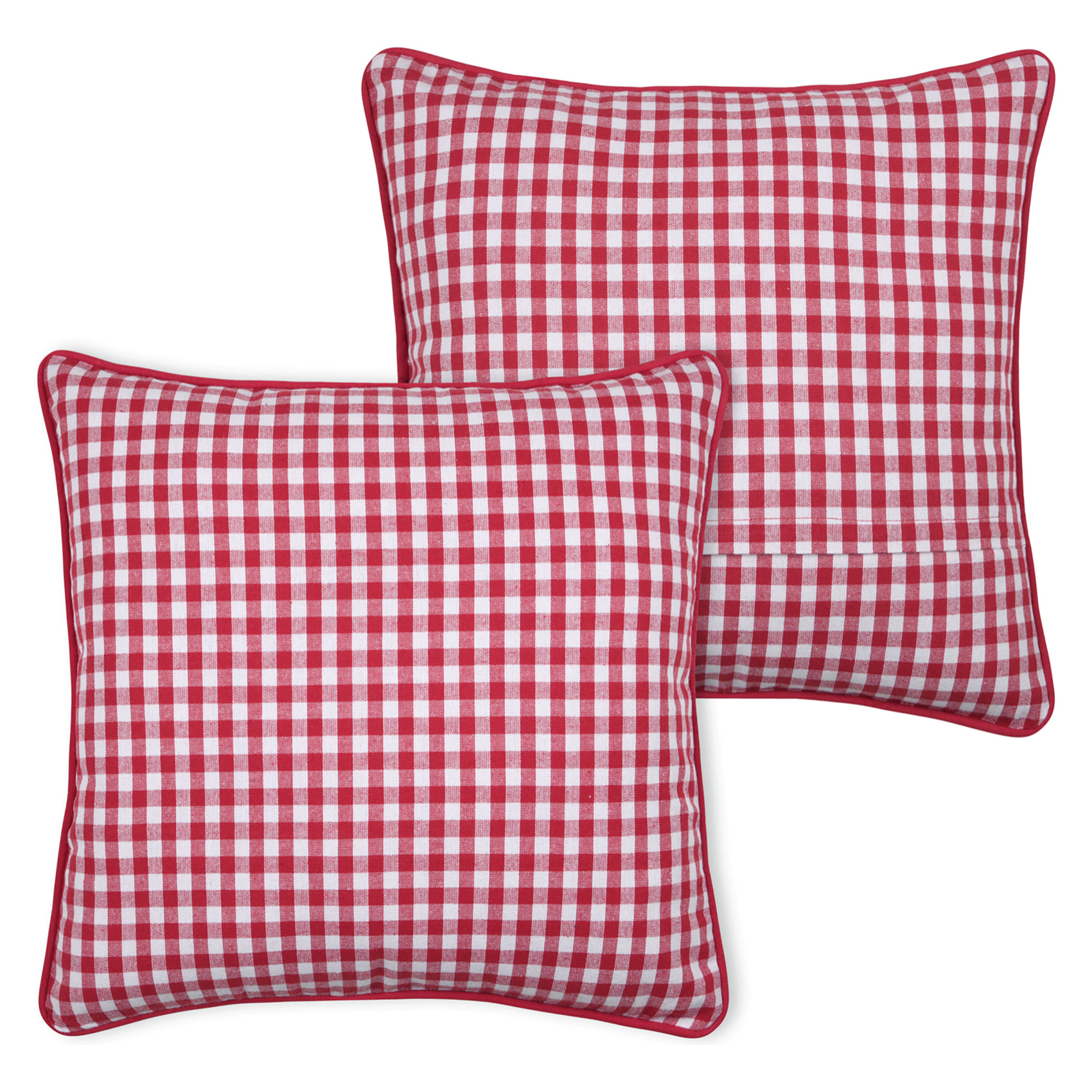 Coussin décoratif motif vichy en polycoton - Rouge