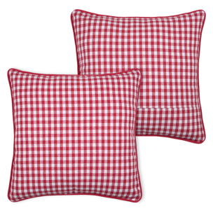 Coussin décoratif motif vichy en polycoton - Rouge