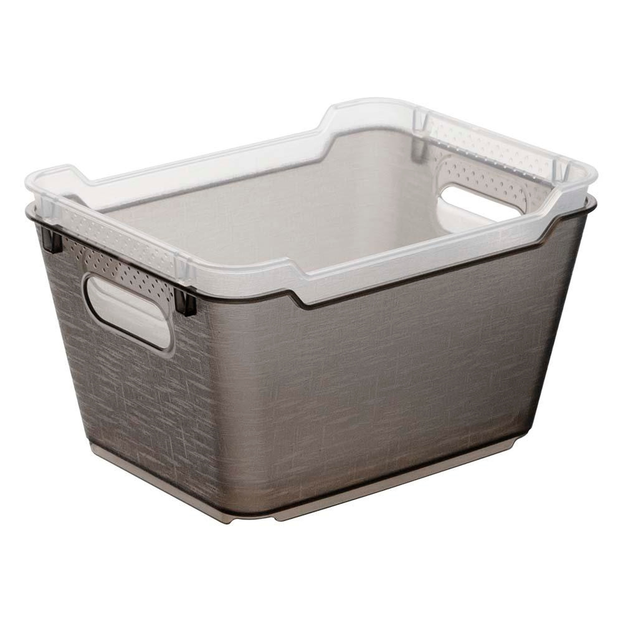 Caja de almacenaje de polipropileno color gris cristal