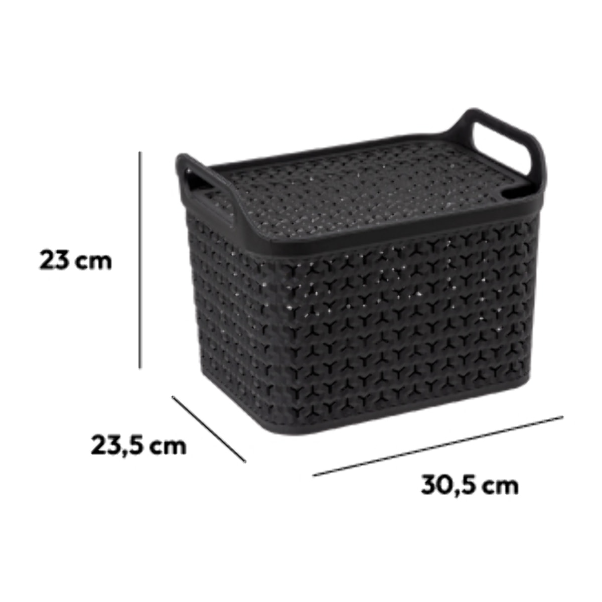 Panier ajouré plastique avec couvercle 12L noir