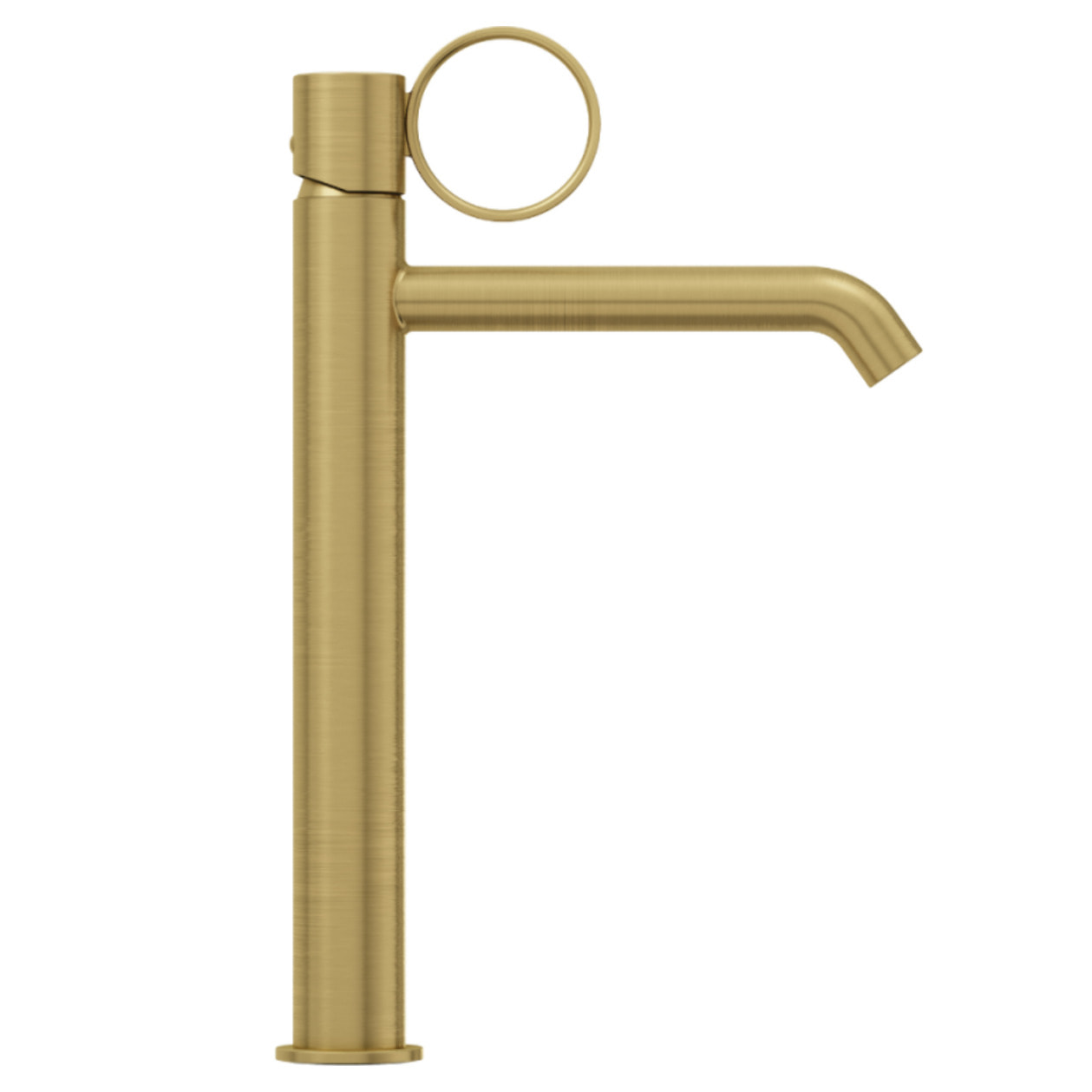 Mitigeur lavabo haut Vivienne laiton brossé avec bague laiton brossée