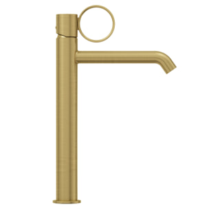 Mitigeur lavabo haut Vivienne laiton brossé avec bague laiton brossée