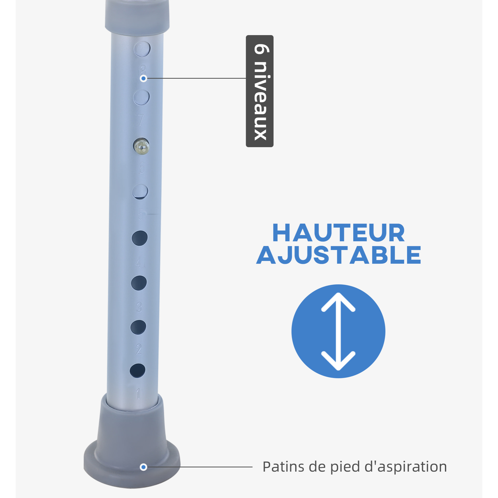 Chaise de douche siège de douche ergonomique hauteur assise réglable pieds antidérapants charge max. 136 Kg alu HDPE blanc