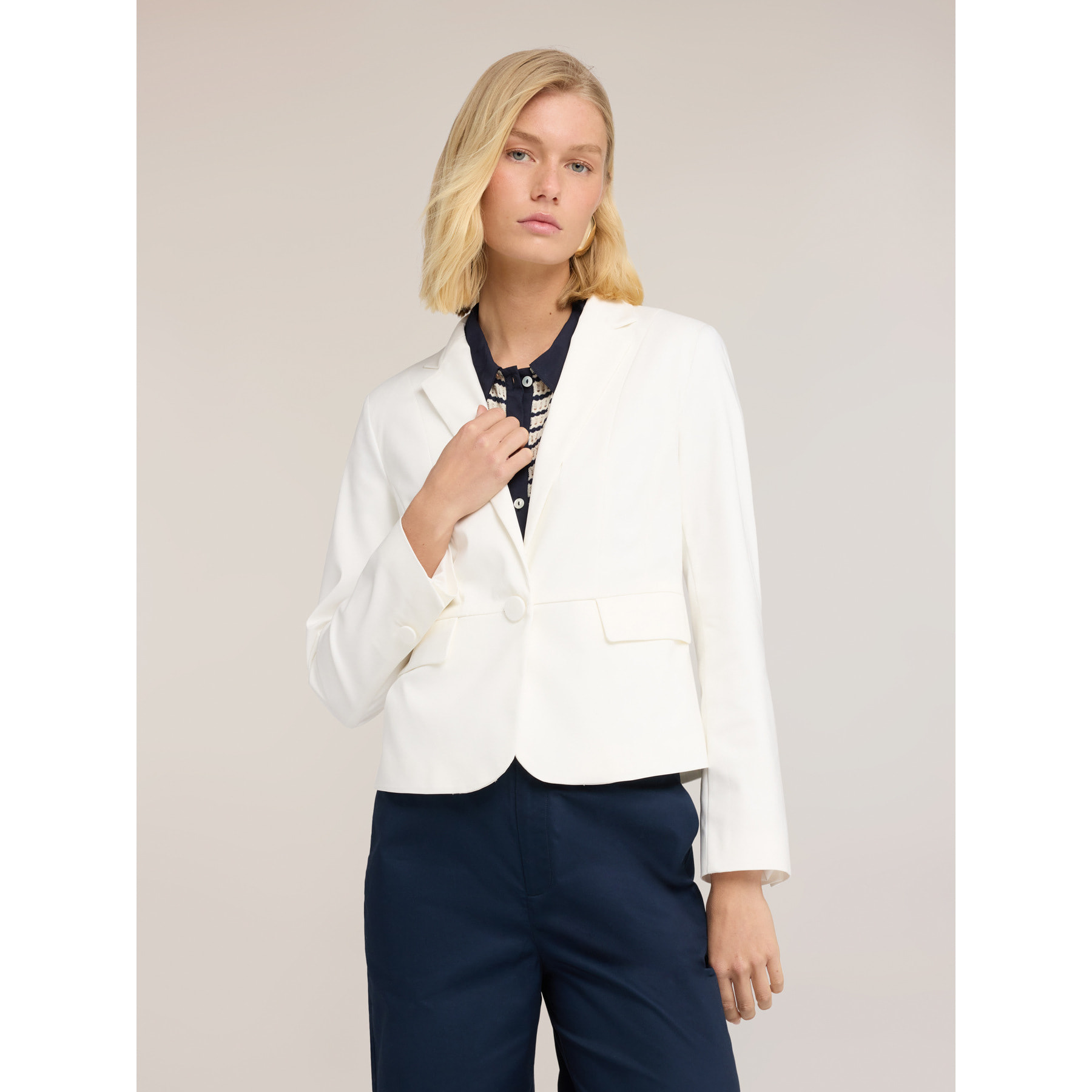 Motivi - Blazer sastre en mezcla de algodón - Blanco