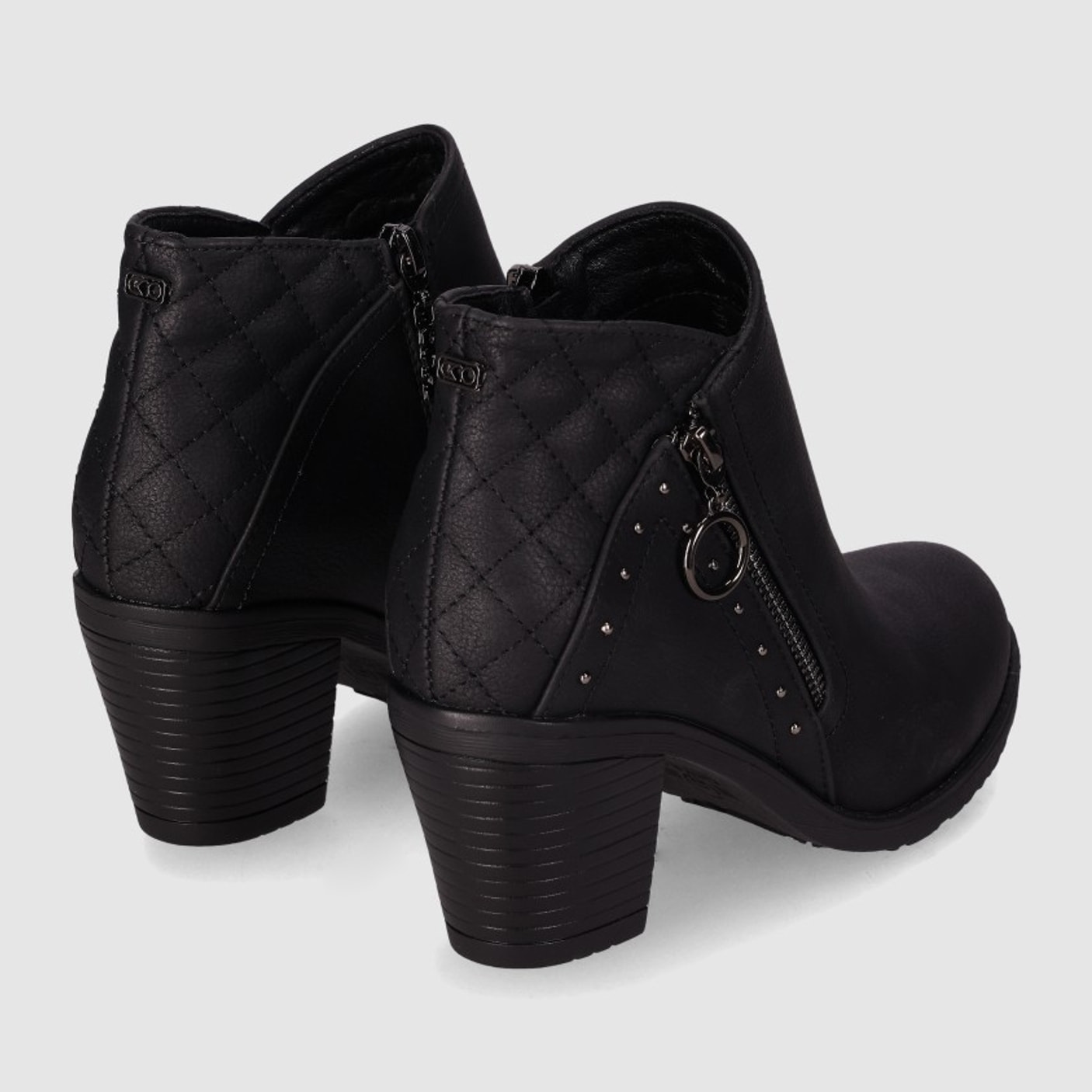 Botines de Piel Sintética - Negro - Tacón: 7 cm