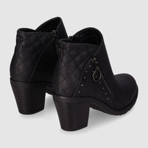 Botines de Piel Sintética - Negro - Tacón: 7 cm