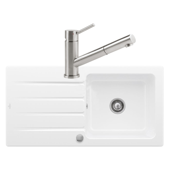 Evier 1 bac Architectura 60 vidage auto + Robinet de cuisine Como Shower