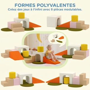 Parcours motricité bébé 8 pièces mousse EPE déhoussable tissu multicolore