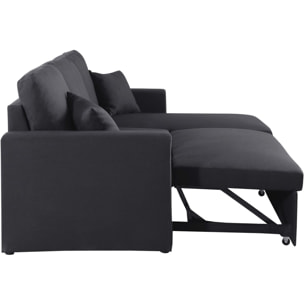 Canapé d'angle convertible/ réversible "Alain" - 221 x 145 x 85 cm - 3 places - Noir