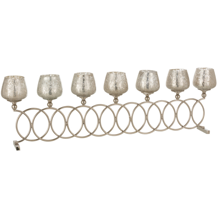 J-Line chandelier 8 Anneaux Craquelé - verre - argent