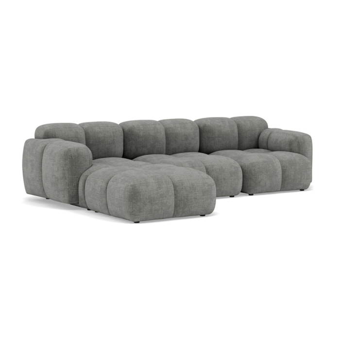 Grace - canapé modulable d'angle réversible 4 places en velours texturé - Gris