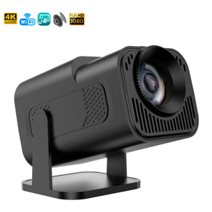 Proiettore LCD HY320, supporto 4K UHD, con wifi 6, duplicazione dello schermo per iOS e Android. Da 40 a 200 pollici, 300 lm. Con telecomando.