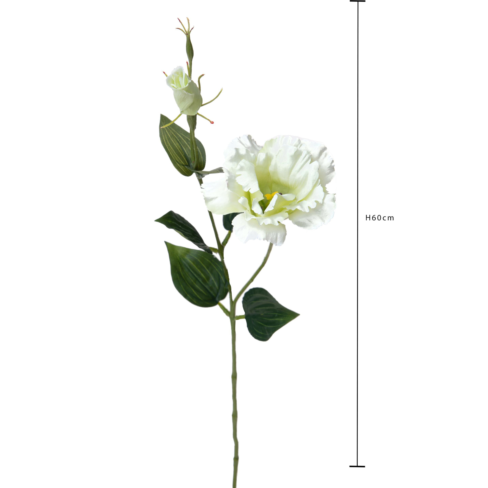 Lisianthus composto da 2 fiori. Altezza 60 Cm - Pezzi 12 - 14X60X14cm - Colore: Bianco - Bianchi Dino - Fiori Artificiali