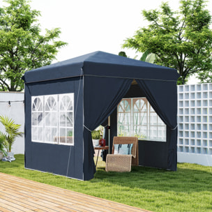 Carpa Plegable Pop-up Gazebo 2,5x2,5 m Cenador Plegable con 4 Paredes Laterales Anti-UV Altura Ajustable y Bolsa de Transporte para Camping Fiestas