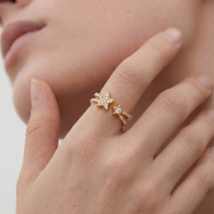 Anillo de Aleación de Metal y Circonita Brillante acabado en oro amarillo de 18k