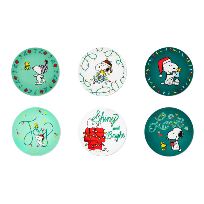 Set 6 Piatti Dessert Excelsa - Peanuts Shiny And Bright, Porcellana Multicolore