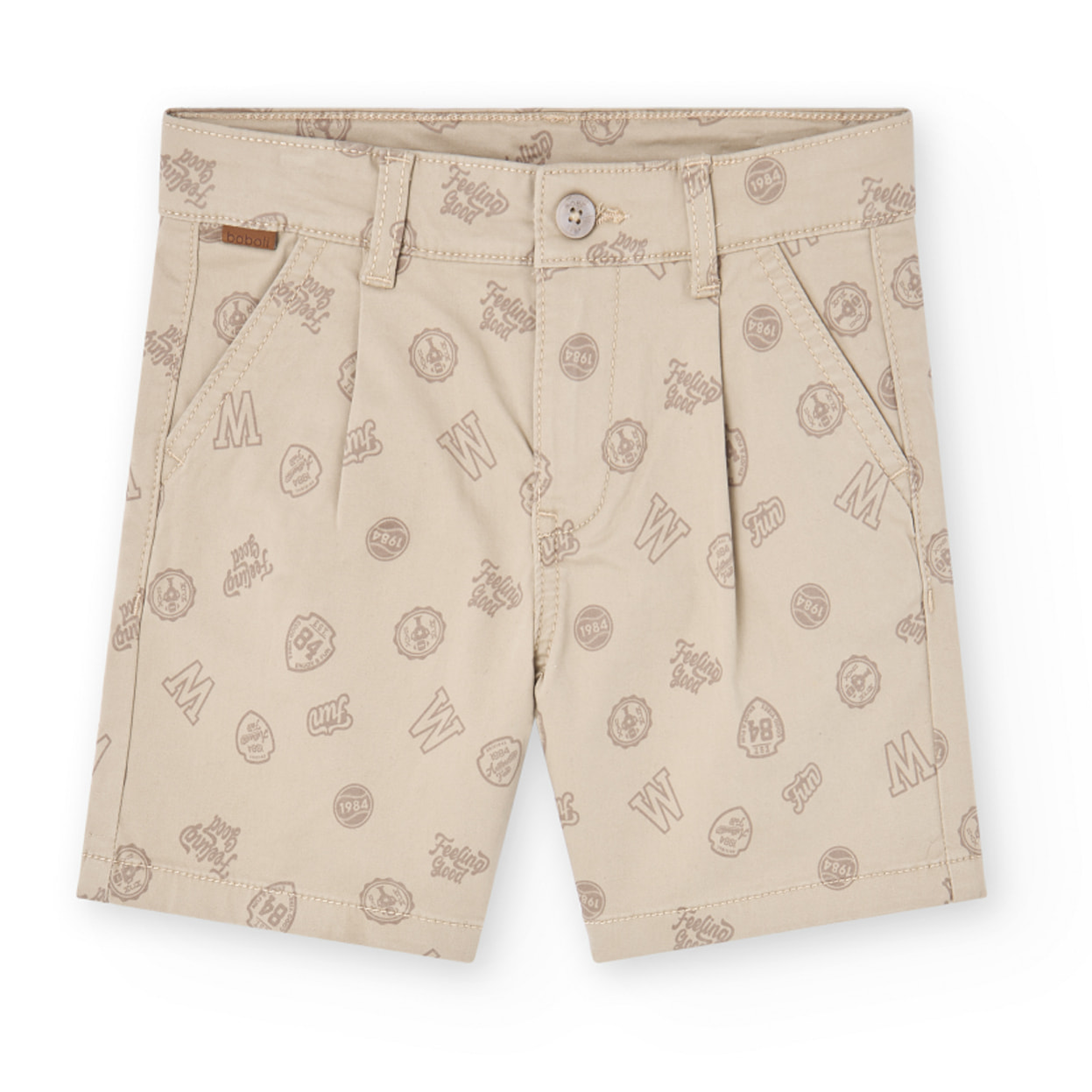 Bermudas elÃ¡sticas estampadas de color beige, Bermudas, niÃ±o