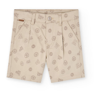 Bermudas elÃ¡sticas estampadas de color beige, Bermudas, niÃ±o