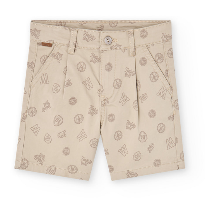 Bermudas elÃ¡sticas estampadas de color beige, Bermudas, niÃ±o