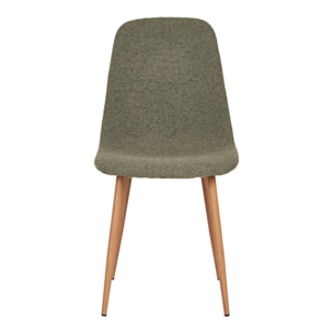 Set 2 sedie da pranzo Stockholm in Bouclé Verde Scuro con Gambe Effetto Legno